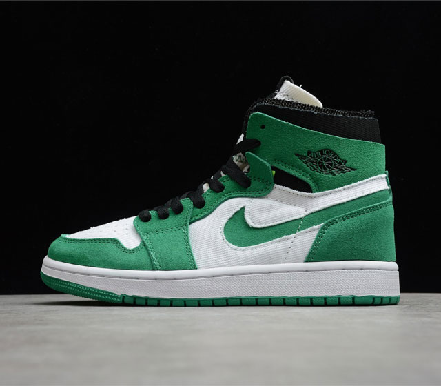 Air Jordan 1 Zoom CMFT Stadium Green 白绿 CT0978-300 鞋身采用经典的白绿配色方案 以绿色麂皮打造鞋身框架 填充