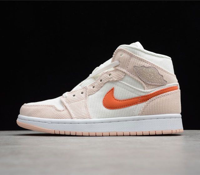 CJ版本 Air Jordan 1 Mid Corduroy AJ1 中帮 灯芯绒 米橙 DA8009-108 尺码 35.5 36 36.5 37.5 38