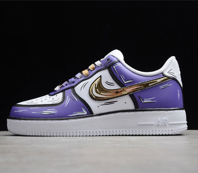 Air Force 1 07 Low AF1 空军 低帮 二次元漫画风 喷涂手绘 紫金湖人 货号 CW2288-216 原楦原纸板 纯正版型 内置全掌solo