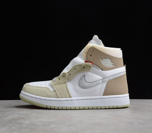 Air Jordan 1 Zoom Air CMFT Olive Aura AJ1 低帮 白绿棕 CT0979-102 鞋身整体以白色与浅绿色为主 在鞋帮 内