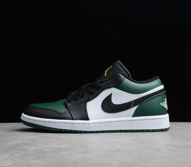 GZ版本 Air Jordan 1 Low Green Toe AJ1 低帮 黑绿脚趾 凯尔特人 货号 553558-371 鞋身采用黑 白 绿主打 鞋头黑绿