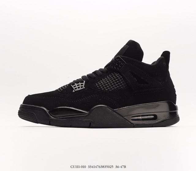 乔丹Air Jordan 4 RetroBlack CatAJ4代中帮复古休闲运动文化篮球鞋 黑猫麂皮黑武士 尺码 36 36.5 37.5 38 38.5 3