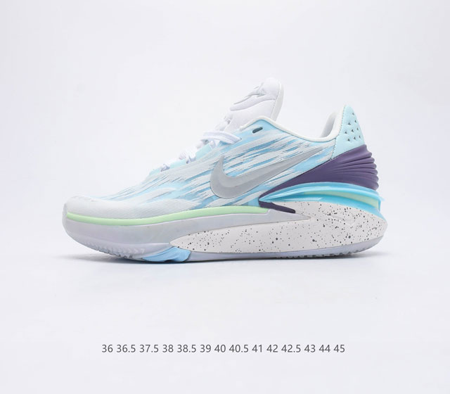 公司级Nike Air Zoom GT Cut 2 二代缓震实战篮球鞋 白冰蓝 鞋身整体延续了初代GT Cut的流线造型 鞋面以特殊的半透明网状材质设计 整体