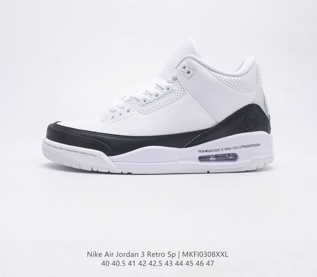 公司级 带半码 Air Jordan 3 限定 鞋款主体采用类似白水泥的装扮 白色的荔枝皮鞋面 经典的爆裂纹设计 OG 装扮的 Nike Air 后跟 而鞋舌