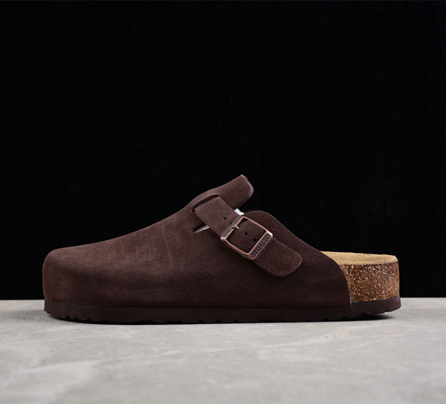 德国百年知名鞋履品牌 博肯 Birkenstock London Shearling Suede Leather 伦敦系列 沙色 低帮半拖 正确翘头版型 鞋面