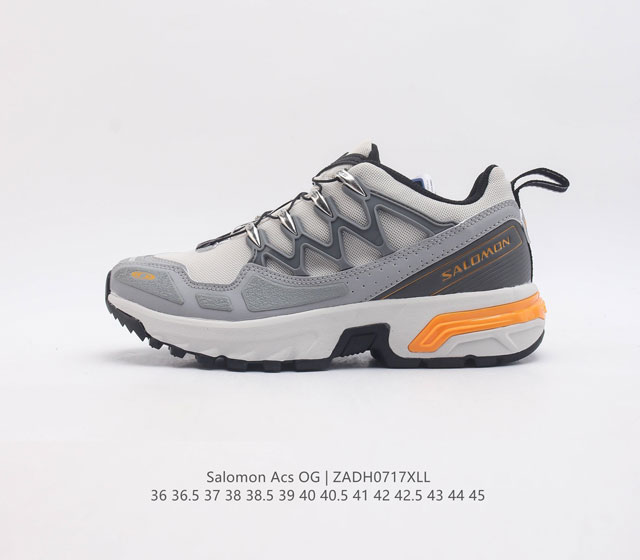 Salomon Acs Pro Advanced Ls Acs + Og 萨洛蒙复古潮流户外机能登山功能跑鞋 鞋面以 锯齿 状的包裹系统呈现 在基色底之下加入了