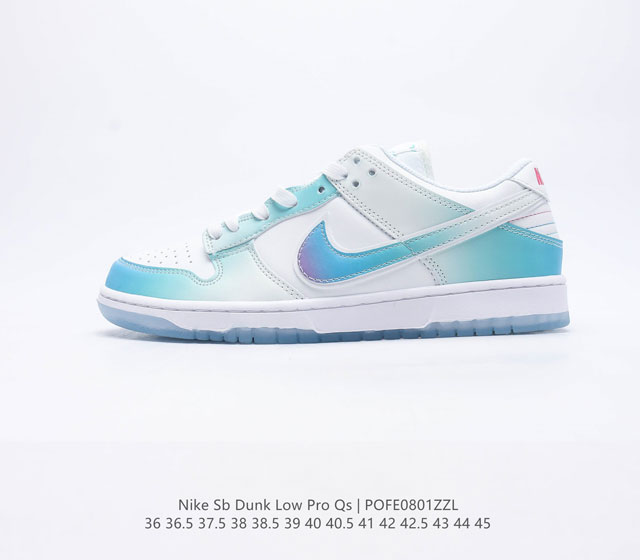 耐克Nike SB Dunk Low Pro QS 复古低帮休闲运动滑板板鞋。采用脚感柔软舒适ZoomAir气垫，有效吸收滑板等极限运动在落地时带来的冲击力，为