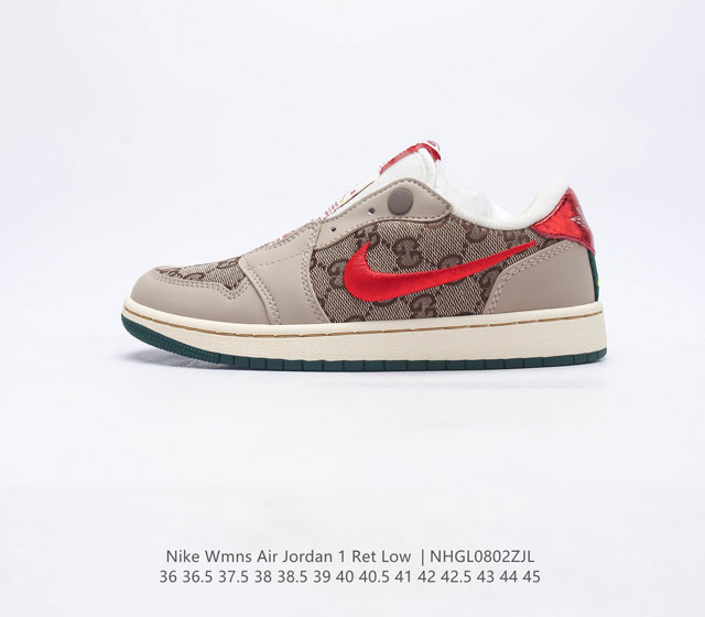 耐克 乔丹Nike Air Jordan 1 Ret Low Slip 低帮AJ 1 刺绣logo 一脚蹬 黑脚趾 AJ1 乔丹1代 一代 aj1 乔1 刺绣勾