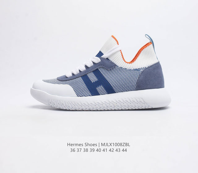 Hermes 爱马仕时尚运动鞋 从来不会随波逐流的爱马仕 Hermes 多年来一直保持着简约自然的风格 追求真我 回归自然 是他设计的根基 本款运动鞋 以手感细