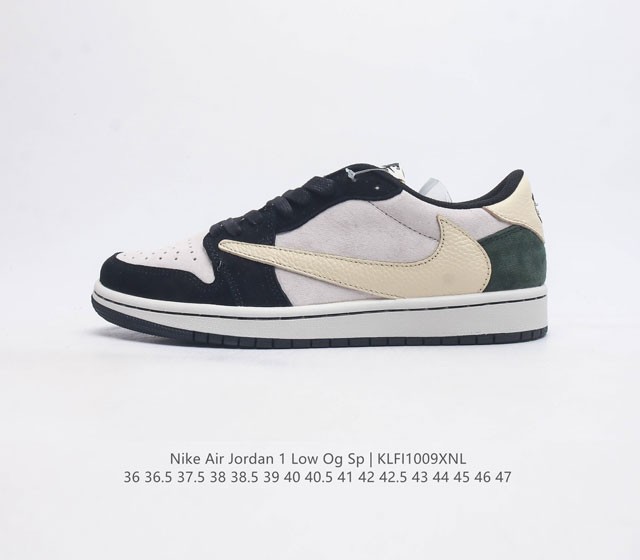 耐克运动鞋 Nike Air Jordan 1 Low Og S 倒勾 低帮篮球鞋 Aj1 乔丹1代 Aj1 乔1 反向脚趾复古运动鞋 亮点之处在于鞋侧的倒置