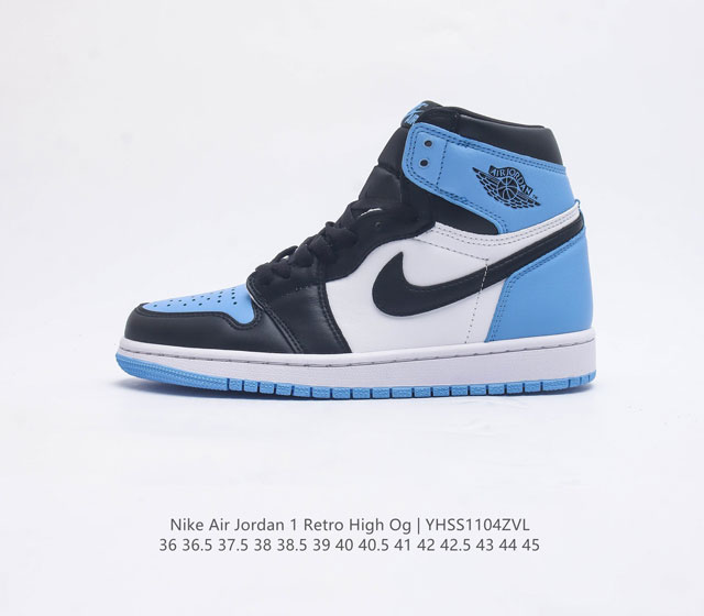 头层皮 耐克 Nike Air Jordan 1 Retro High Og 乔丹一代篮球鞋复刻运动鞋 皮面高帮板鞋的设计灵感源自运动夹克 带你重温入选球队时