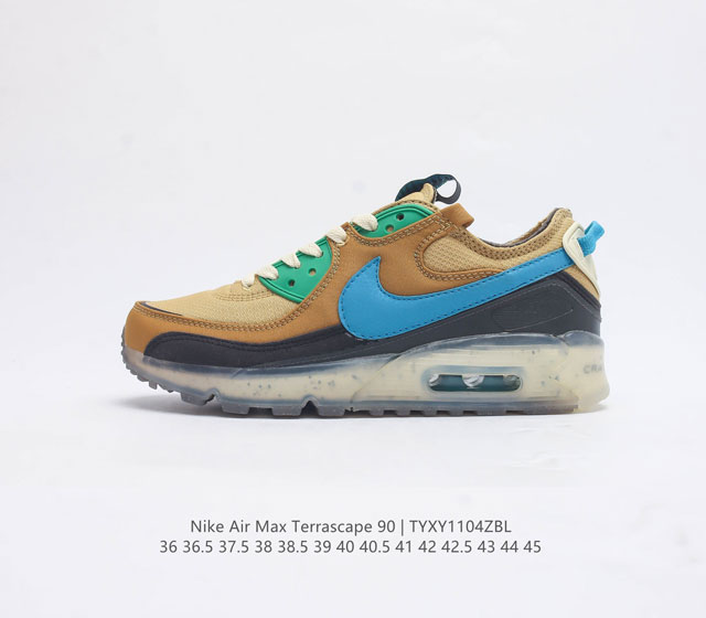 公司级 耐克nike Air Max Terrascape 90 复古休闲运动鞋 革新外底设计 打造出众造型 半透明 Nike Grind 橡胶外底结合舒适鞋