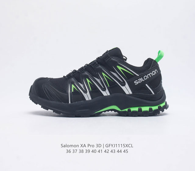 真标salomon Xa Pro 3D Adv 萨洛蒙户外越野跑鞋 鞋面采用sensifit贴合技术 全方位贴合包裹脚型 鞋跟部鞋底牵引设计 提供强大的抓地性能