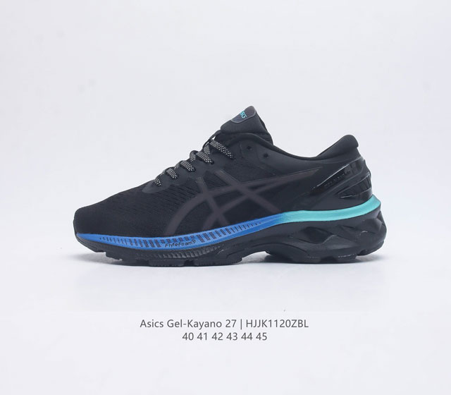 Asics 亚瑟士 Kayano 27代 男士夜跑专业跑鞋gel-Kayano 27 宽楦版 鞋面采用提花网布鞋面 具有良好的伸展性 支撑性和透气性 后跟稳定片