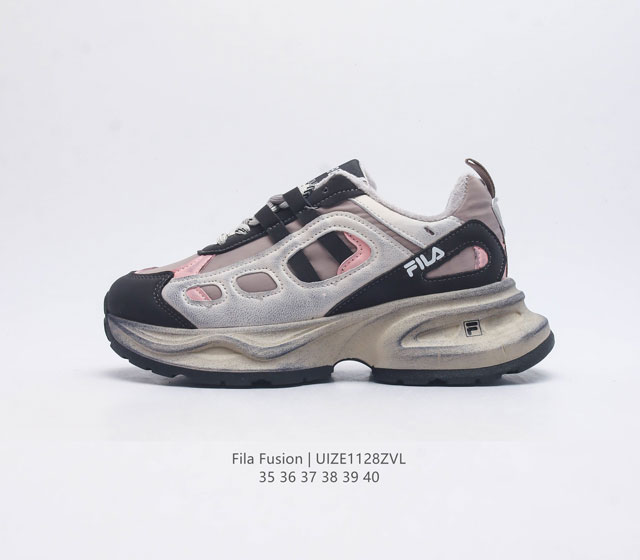 加绒 斐乐 女鞋 Fila Fusion 意大利百年经典运动品牌 网红单品 小红书推荐爆款 Fila斐乐火星鞋新款厚底增高运动鞋 复古百搭老爹鞋 斐乐潮牌文化篮