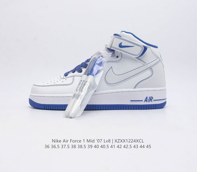 公司级 Af1耐克 Nike Air Force 1 07 Mid 中高帮空军一号 赠送笔 原楦头原纸板 打造纯正空军版型 专注外贸渠道 全掌内置蜂窝气垫 原盒