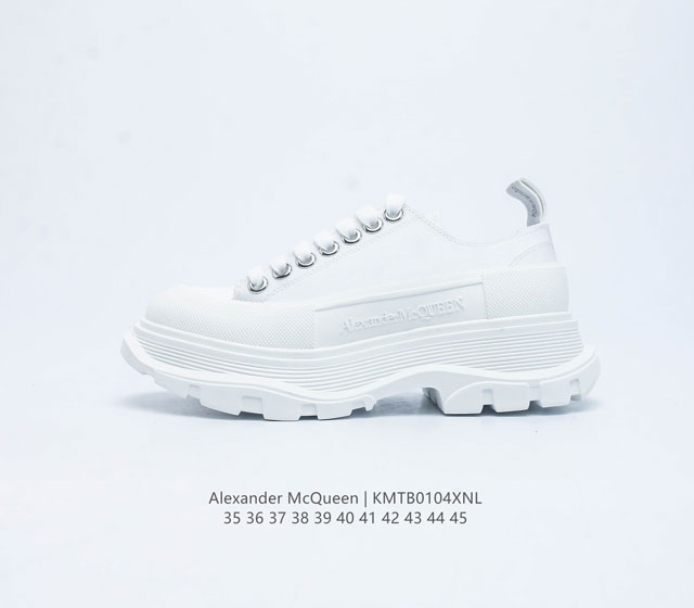 意大利高奢品牌-亚历山大 麦昆 Alexander Mcqueen Sole Sneakers 低帮时装厚底显高百搭休闲松糕鞋 女式厚底增高帆布鞋 新款 官方同