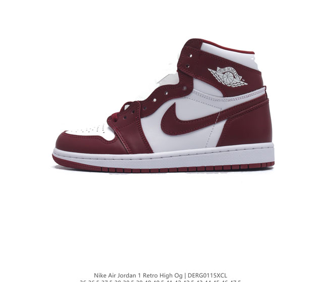 耐克 男女鞋 Nike Air Jordan 1 Retro High Og 乔丹一代aj1 乔1 Aj1 篮球鞋复刻运动鞋 皮面高帮板鞋的设计灵感源自运动夹克