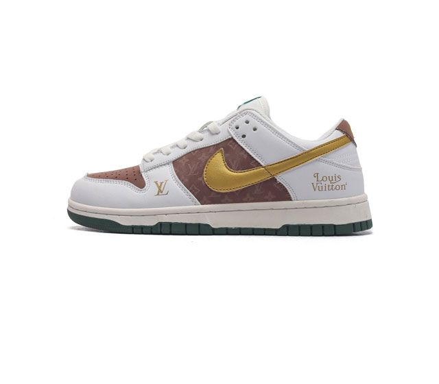 耐克 Nike Sb Dunk Low Pro X Lv 路易威登 联名 复古低帮休闲运动滑板板鞋 采用脚感柔软舒适zoomair气垫 有效吸收滑板等极限运动在