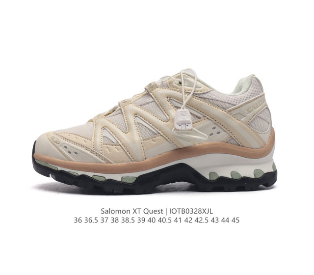 公司级 萨洛蒙 Salomon Xt-Quest Adv Beige 萨洛蒙 探索者系列户外越野跑鞋 鞋面采用sensifit贴合技术 全方位贴合包裹脚型 鞋跟