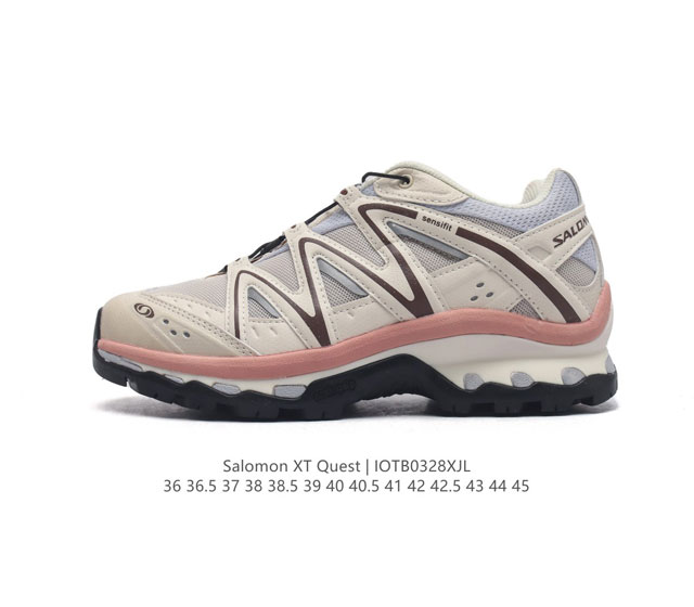 公司级 萨洛蒙 Salomon Xt-Quest Adv Beige 萨洛蒙 探索者系列户外越野跑鞋 鞋面采用sensifit贴合技术 全方位贴合包裹脚型 鞋跟