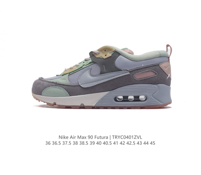 耐克 Nike Air Max90 Futura 运动鞋男女鞋--从设计到测试再到造型 脚趾周围的锯齿形边缘和部分浮动的swoosh提供精心制作的奢华感 多道工