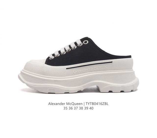 意大利高奢品牌-亚历山大 麦昆 Alexander Mcqueen Sole Sneakers 低帮时装厚底显高百搭休闲松糕鞋 包头运动拖鞋 女式小白鞋 厚底增