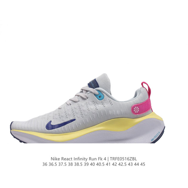 公司级 耐克 Nike Reactx Infinity Run 4瑞亚机能风疾速系列越野缓震休闲运动鞋 公路跑步鞋带气垫厚底增高运动鞋。加宽前足设计和加厚泡绵层